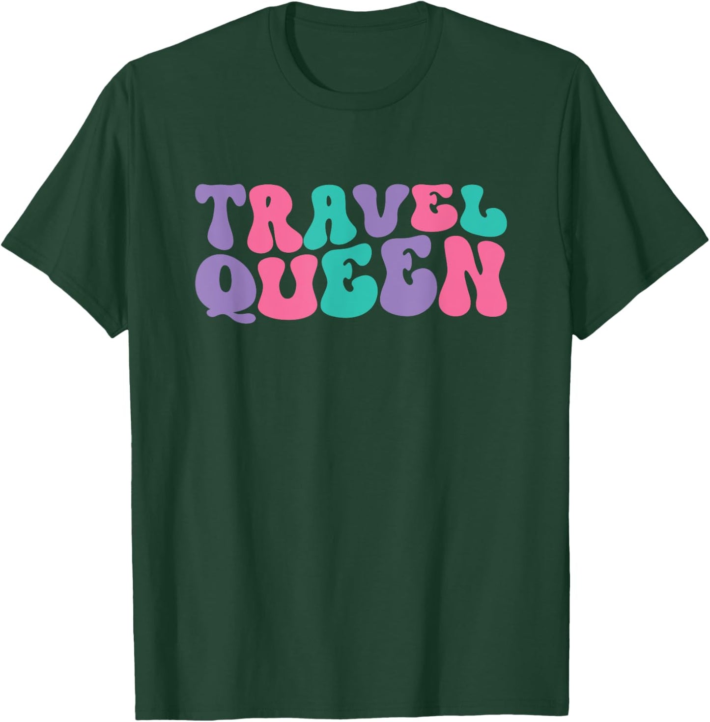 Travel Queen Traveling Retro Vintage Wavy Groovy T-Shirt - T-Shirt | Forest