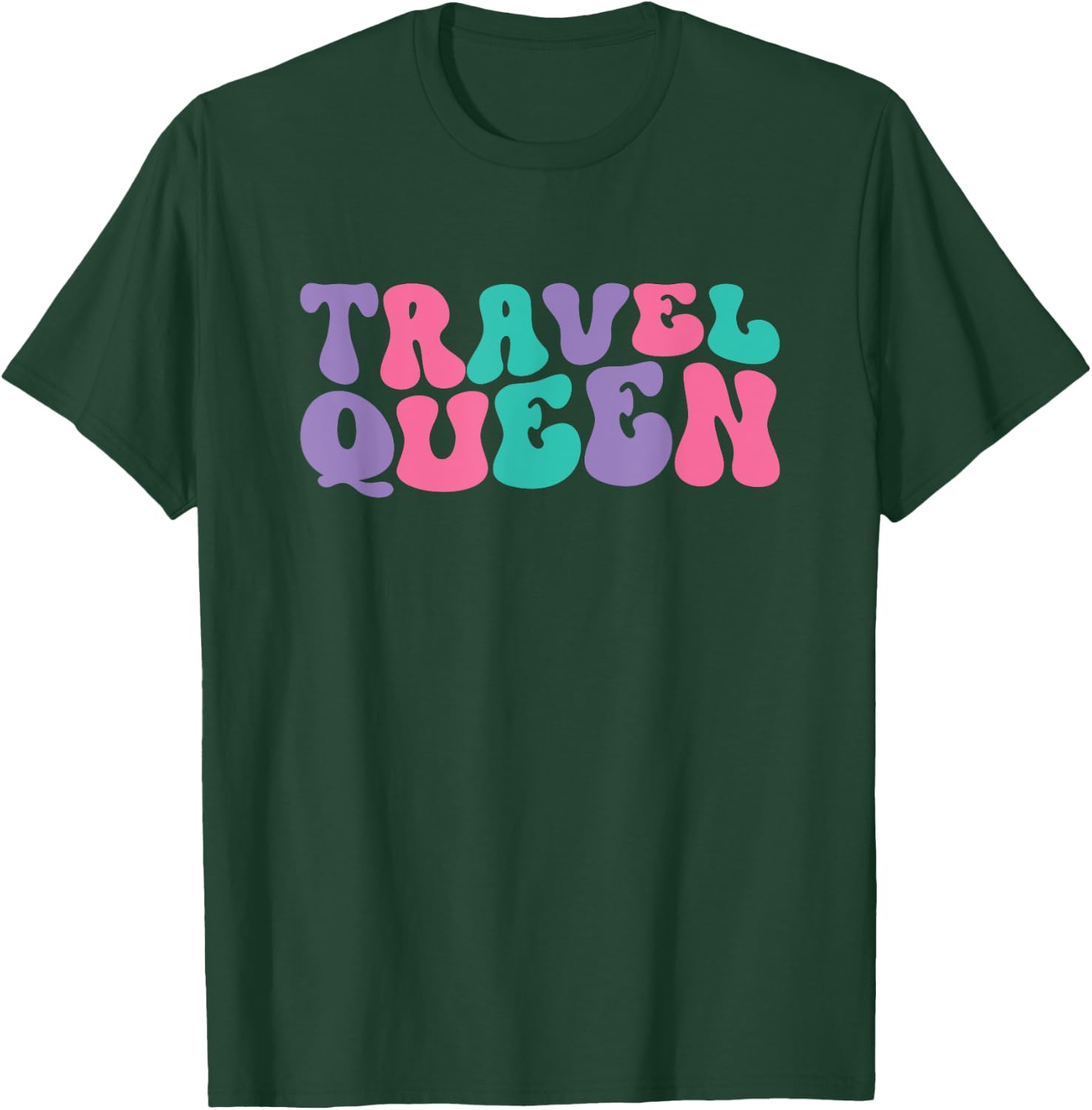 Travel Queen Traveling Retro Vintage Wavy Groovy T-Shirt - T-Shirt | Forest