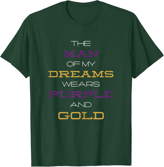 Man My Dreams Wears Purple & Gold | Black Fraternity Omega T-Shirt - T-Shirt | Forest