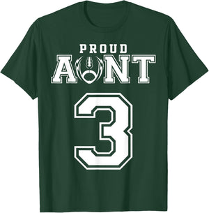Custom Proud Football Aunt Number 3 Personalized T-Shirt - T-Shirt | Forest
