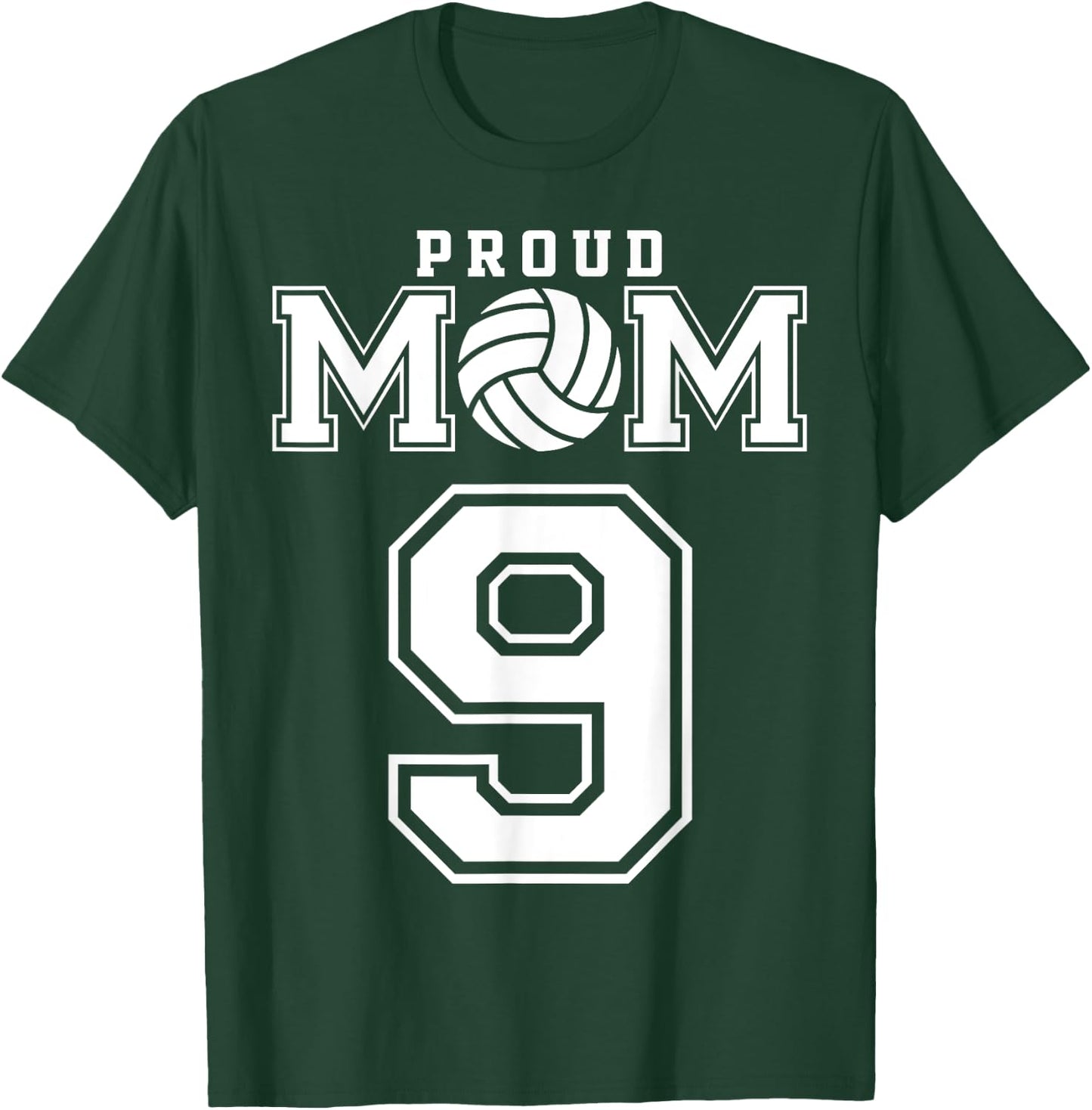 Custom Proud Volleyball Mom Number 9 Personalized Women T-Shirt - T-Shirt | Forest