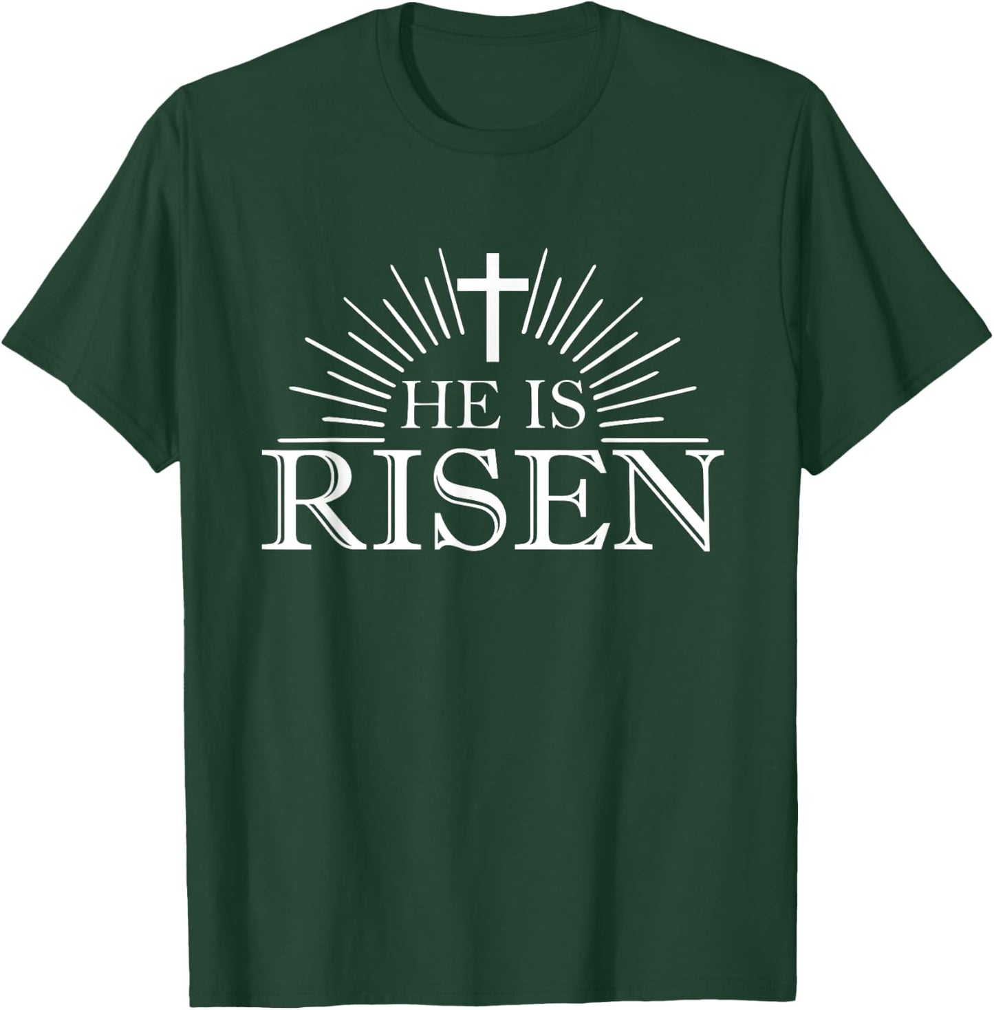 Happy Easter Shirt He Is Risen Jesus Cross Scripture Matthew T-Shirt - T-Shirt | Forest