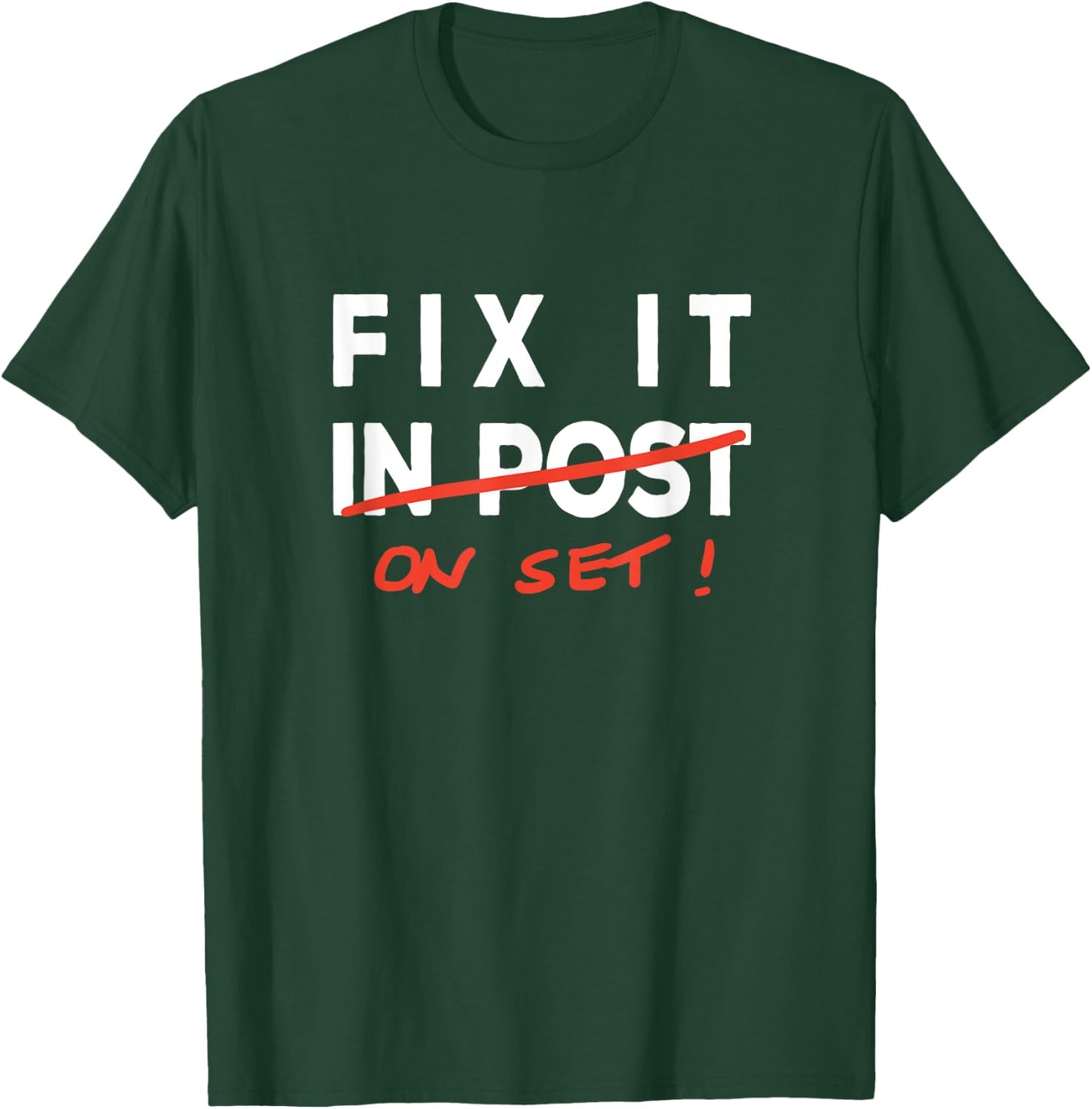 Film Making TV Set Editor Cinematographer Shirts Fix it in Post - Fix it on Set Funny Film TV Crew Editor VFX -Adults Black Short Sleeve Classic Fit Cotton 60% Polyester 40% Size Small T-Shirt - T-Shirt | Forest