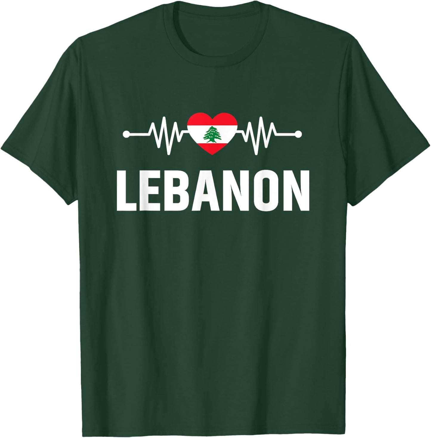 Lebanon Flag Holiday Lebanon Heart Lebanese Flag T-Shirt - T-Shirt | Forest
