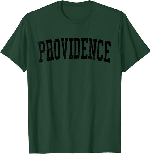 Vintage Providence UT Distressed Black Varsity Style T-Shirt - T-Shirt | Forest