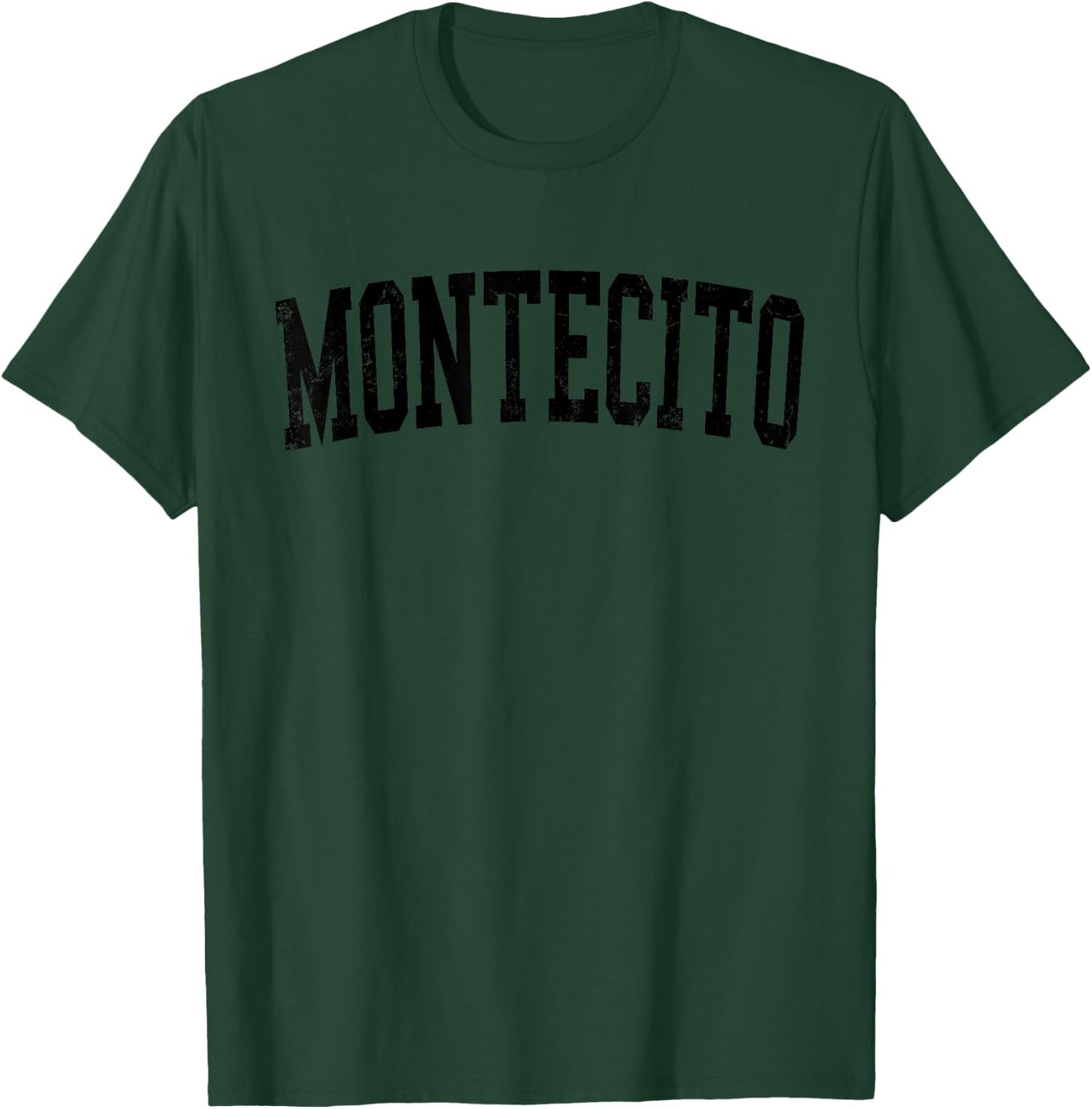 Vintage Montecito CA Distressed Black Varsity Style T-Shirt - T-Shirt | Forest