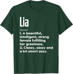 Lia Definition Funny Meaning Personalized Name T-Shirt - T-Shirt | Forest