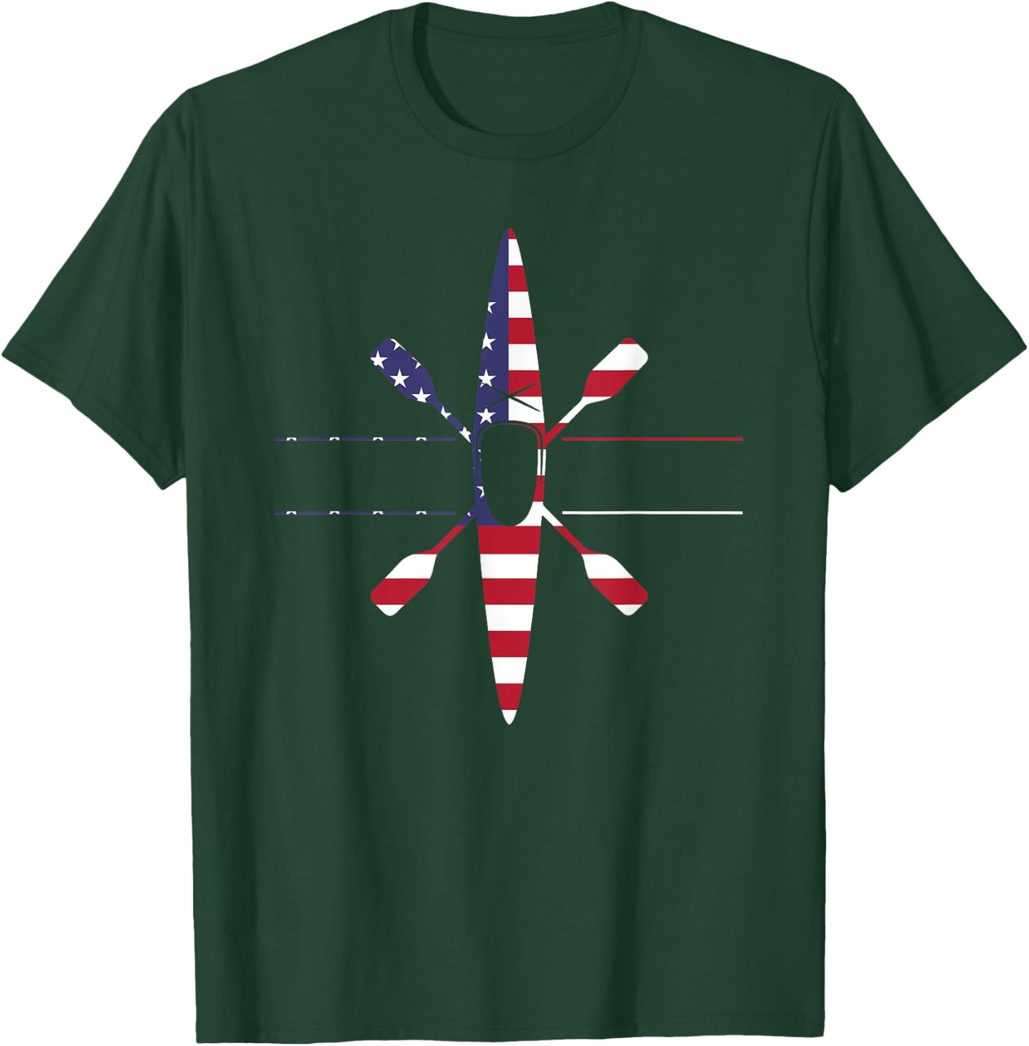 USA American Flag Kayak graphic design Shirt T-Shirt - T-Shirt | Forest