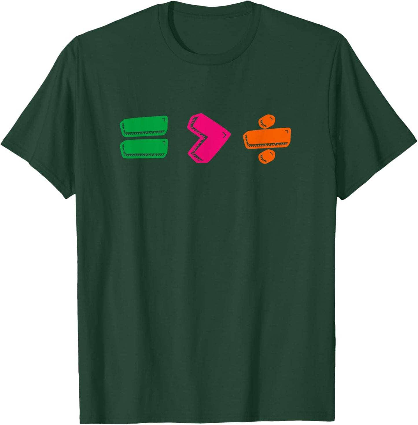 Tee4One Math Equal Greater Than Divide - Adults - Black - Small - Short Sleeve - Classic Fit - Modern - Fun - Exercise and Fitness - Casual - Cotton, Polyester T-Shirt - T-Shirt | Forest