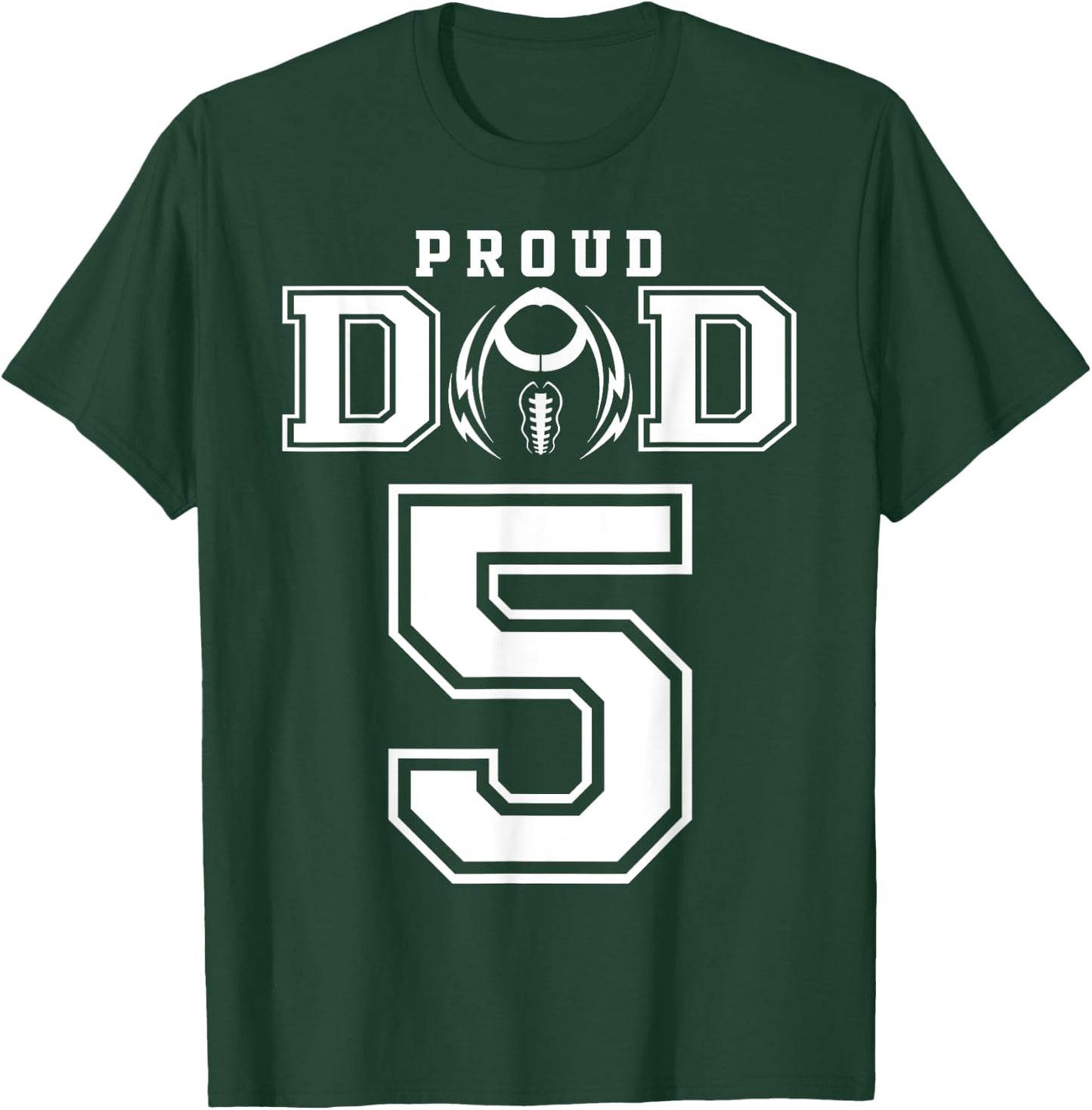 Custom Proud Football Dad Number 5 Personalized T-Shirt - T-Shirt | Forest