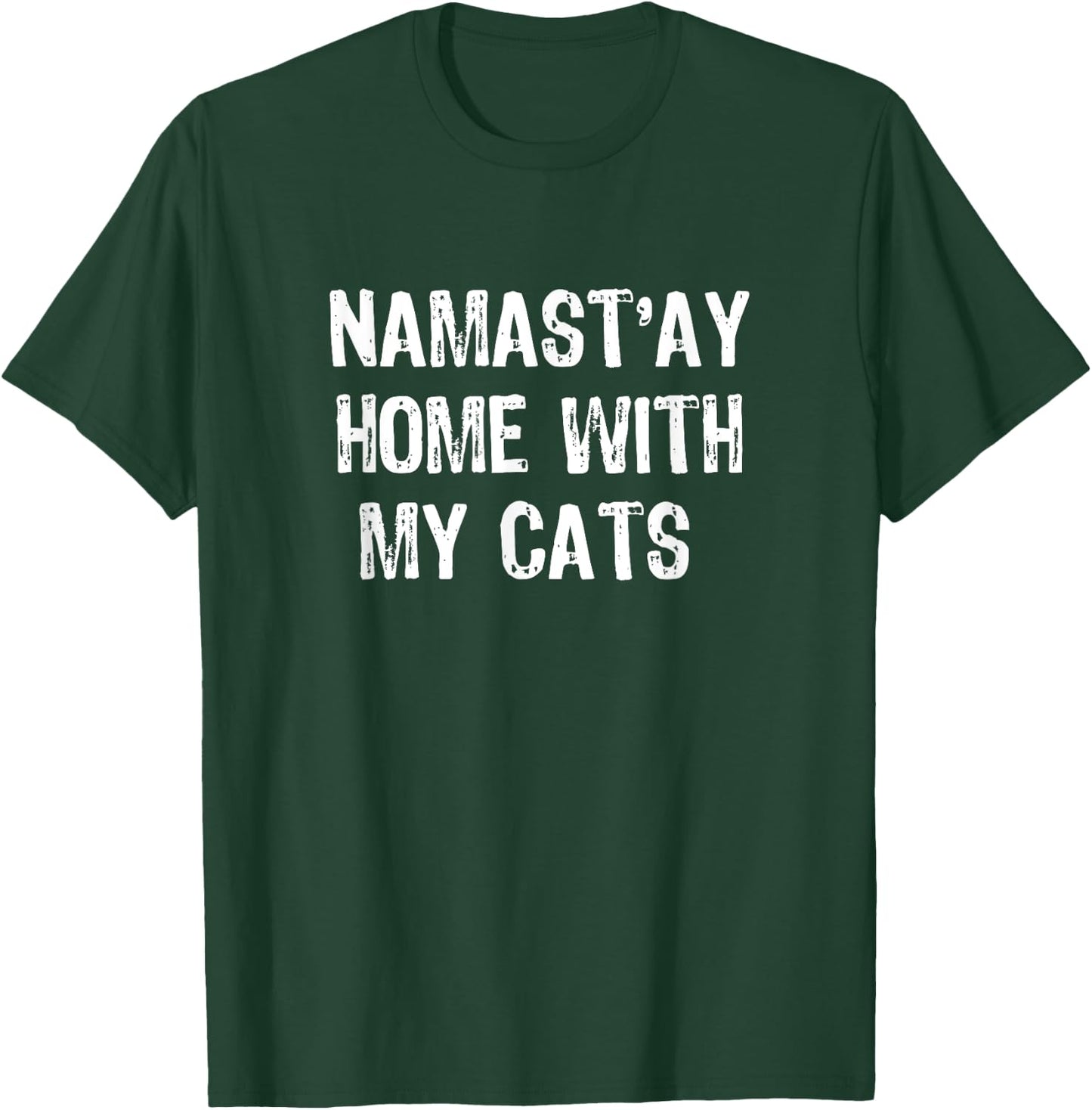 Namast'ay Home With My Cats Christmas T-Shirt - T-Shirt | Forest