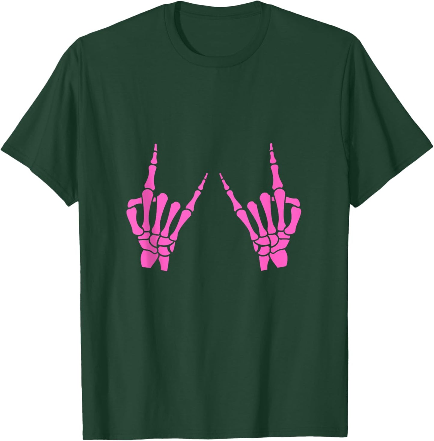 Skeleton Hand Horns Rock On Heavy Metal Women Back The Pink T-Shirt - T-Shirt | Forest