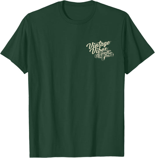 Vintage Vibes Main Street USA Hotrod Motorcycle Design T-Shirt - T-Shirt | Forest