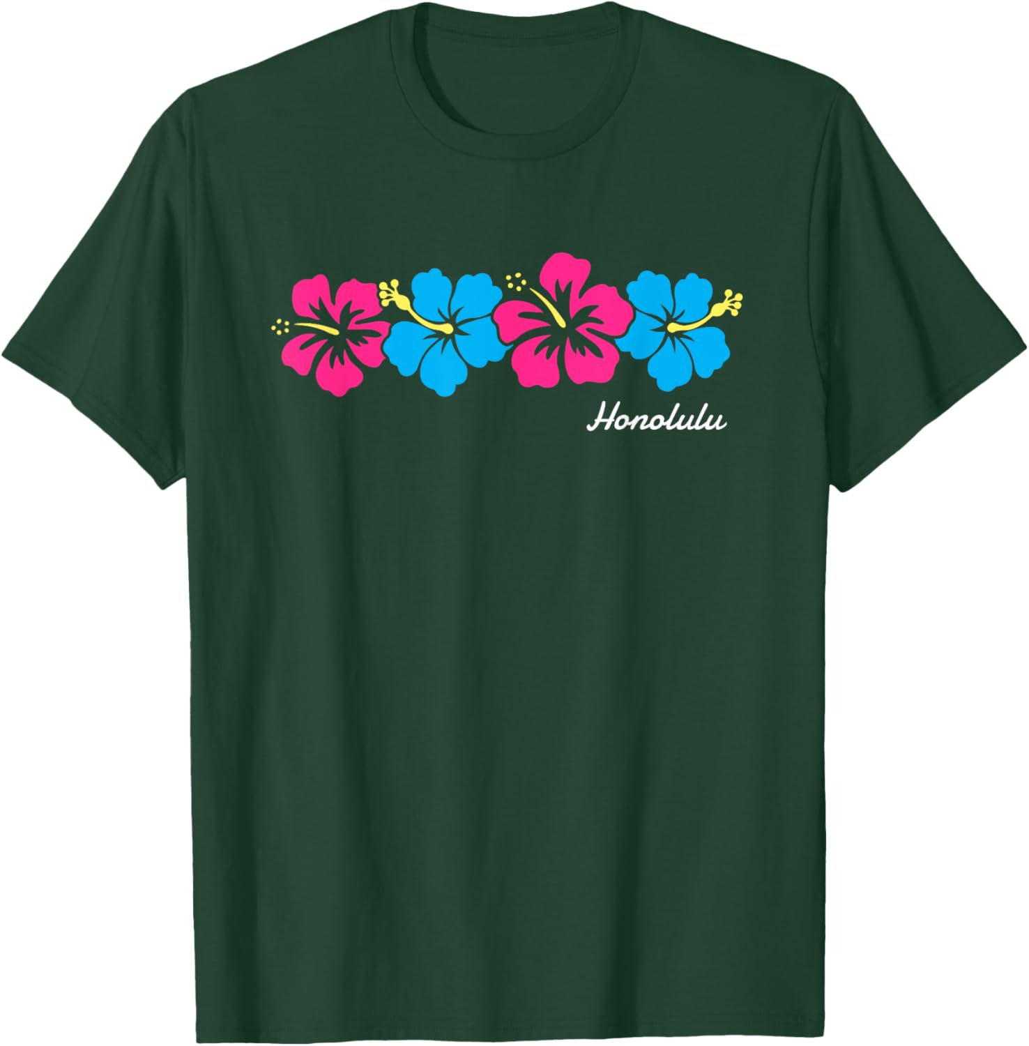Honolulu Hawaii Hibiscus Flower Girls T-Shirt - T-Shirt | Forest