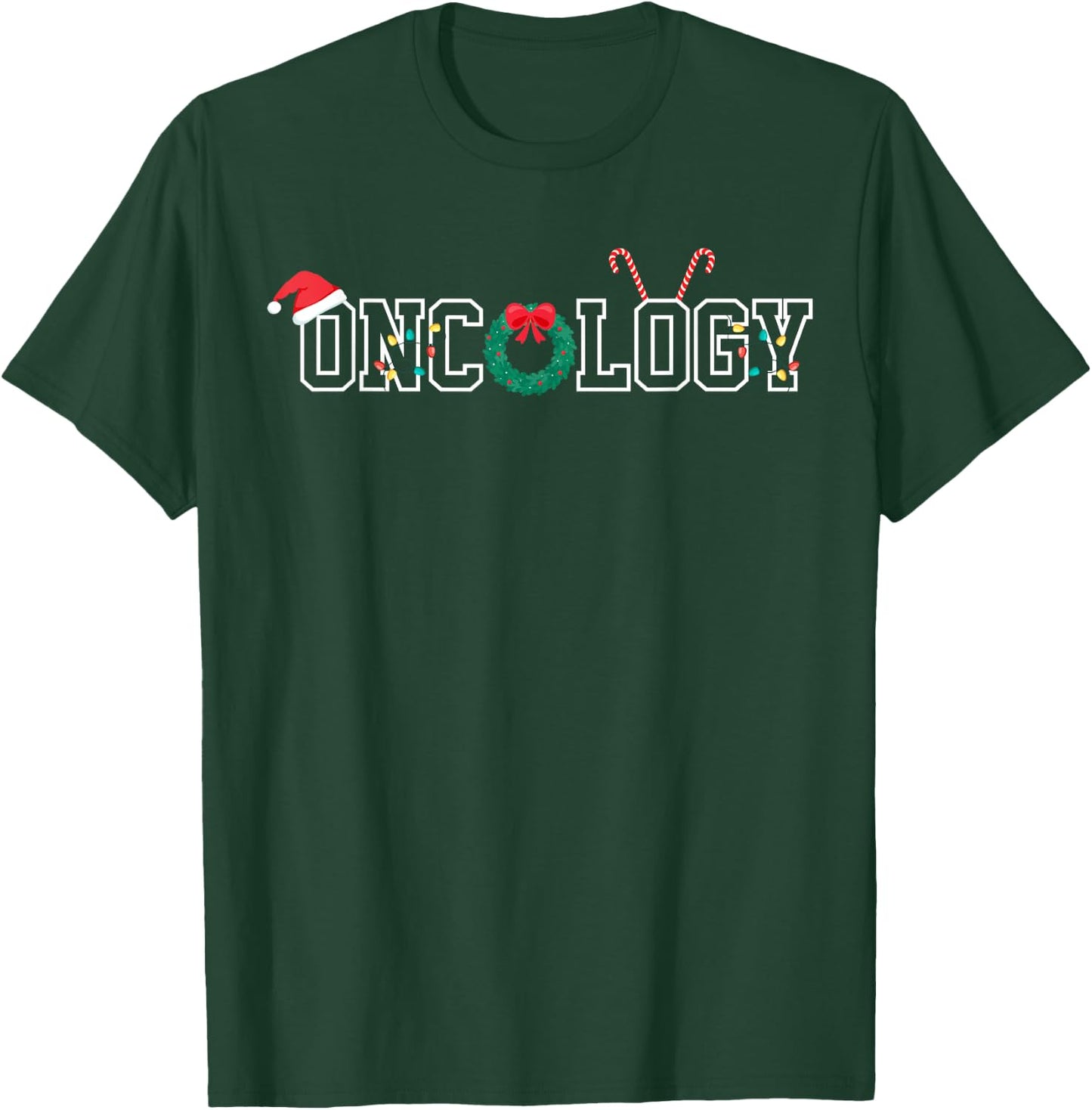 Oncology Nurse Christmas Wreath RN Oncologist Nursing T-Shirt - T-Shirt | Forest