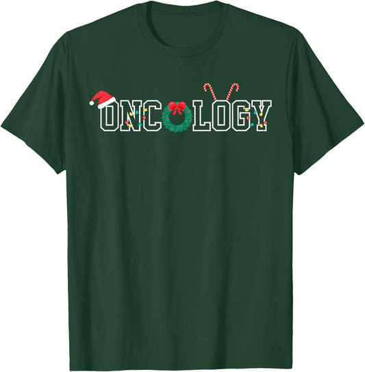 Oncology Nurse Christmas Wreath RN Oncologist Nursing T-Shirt - T-Shirt | Forest
