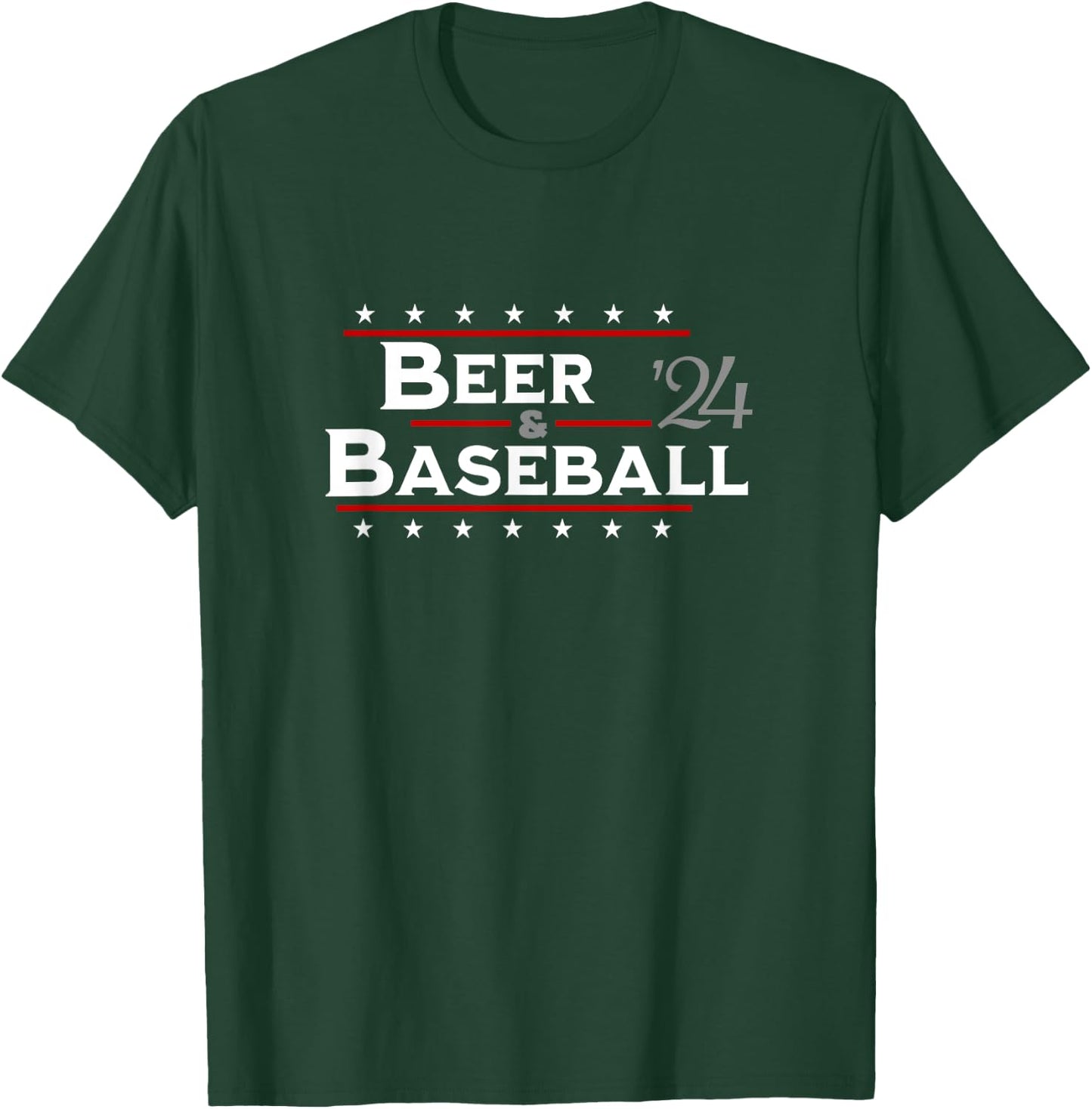 Beer and Baseball Men Women Funny Political 2024 Election T-Shirt - T-Shirt | Forest