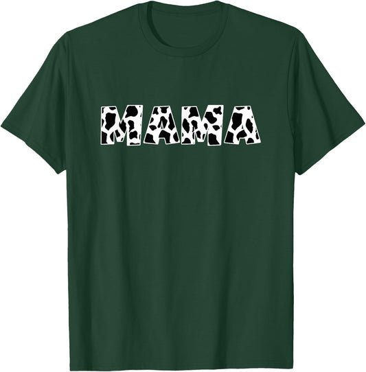 Mama Cow Print Animal Pattern Farmer Farm Grandma Funny T-Shirt - T-Shirt | Forest