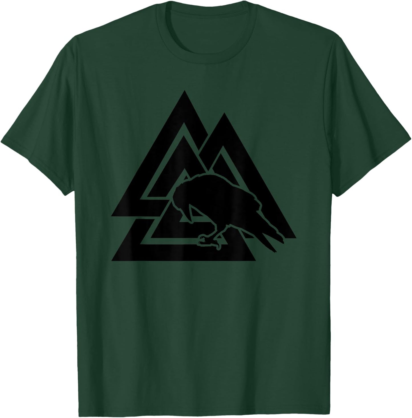 Valhalla Symbol Odin Crow Viking Warrior T-Shirt - T-Shirt | Forest