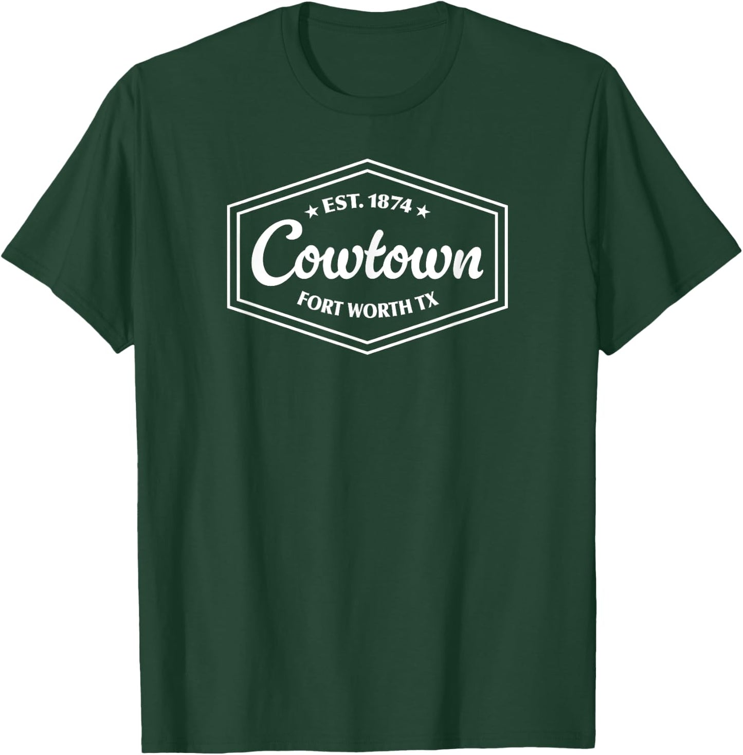 COWTOWN Fort Worth TX Emblem Design Est. Established 1874 T-Shirt - T-Shirt | Forest