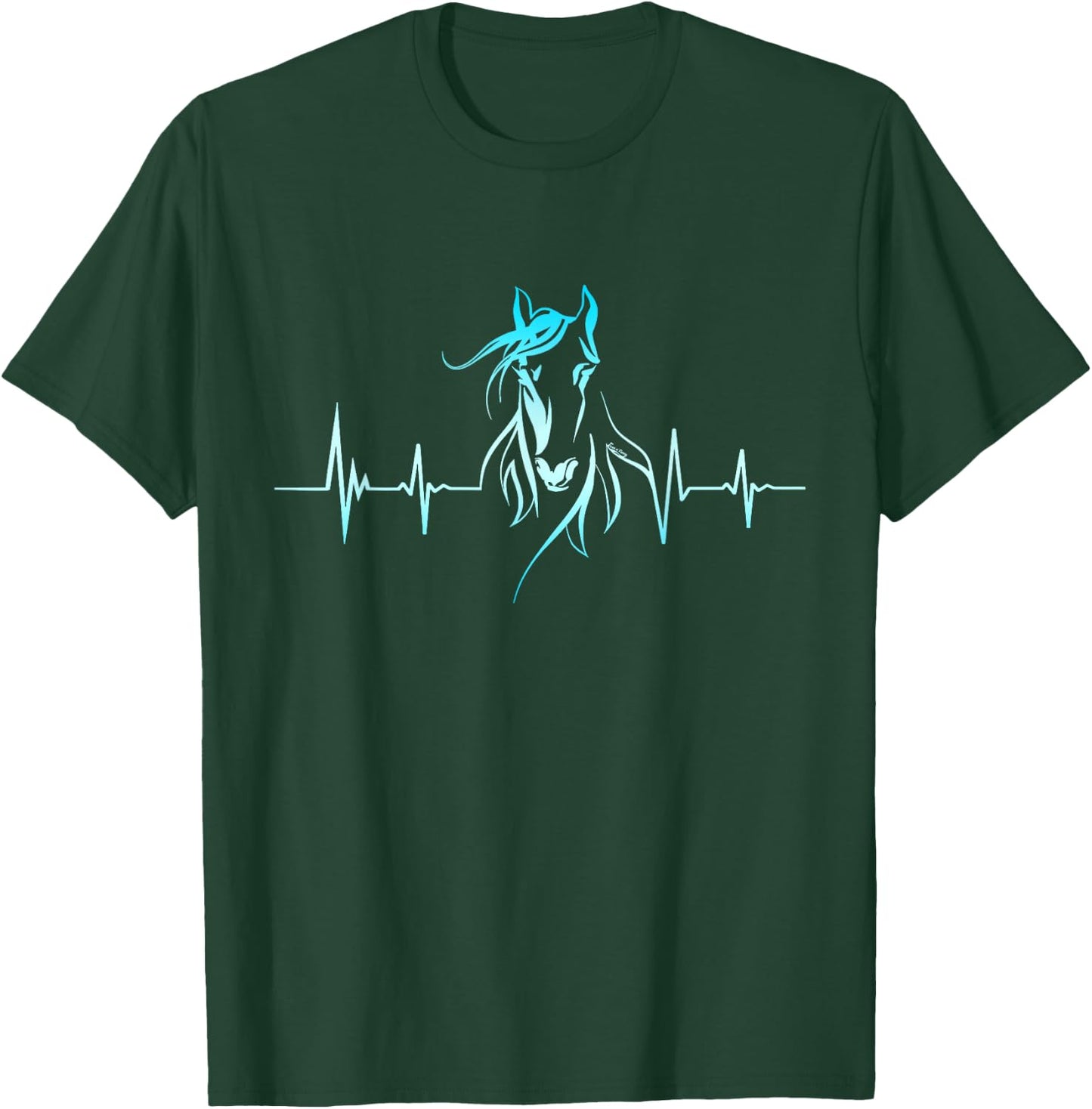Horse Heartbeat Horse Lover Gifts Women Men Girls Teens T-Shirt - T-Shirt | Forest