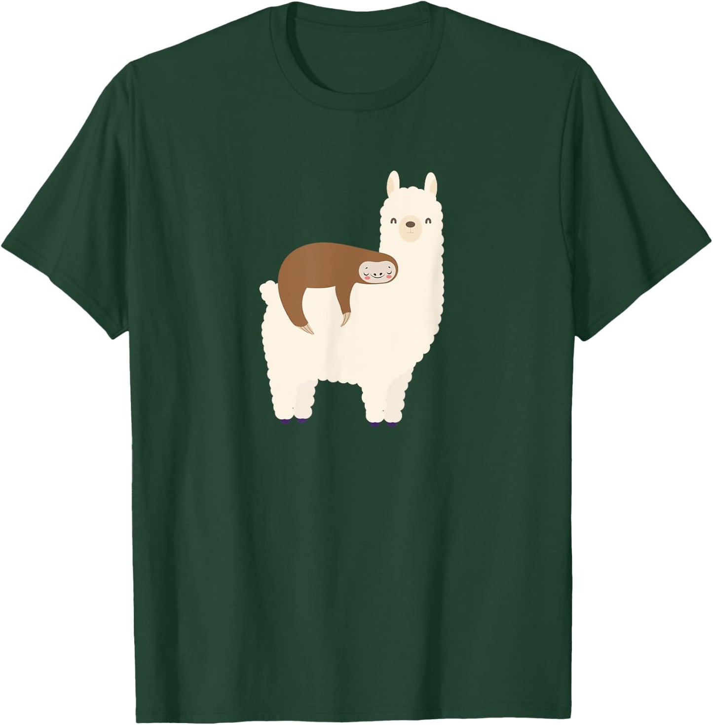 Lazy Sloth Riding Llama Funny Graphic for Girls T-Shirt - T-Shirt | Forest
