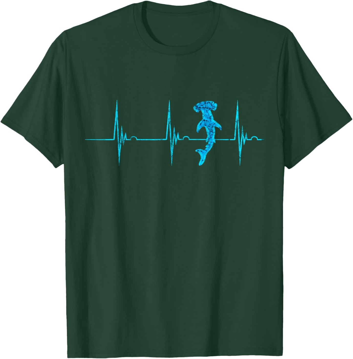 Hammerhead Shark Heartbeat EKG Pulsline Ocean Fish T-Shirt - T-Shirt | Forest