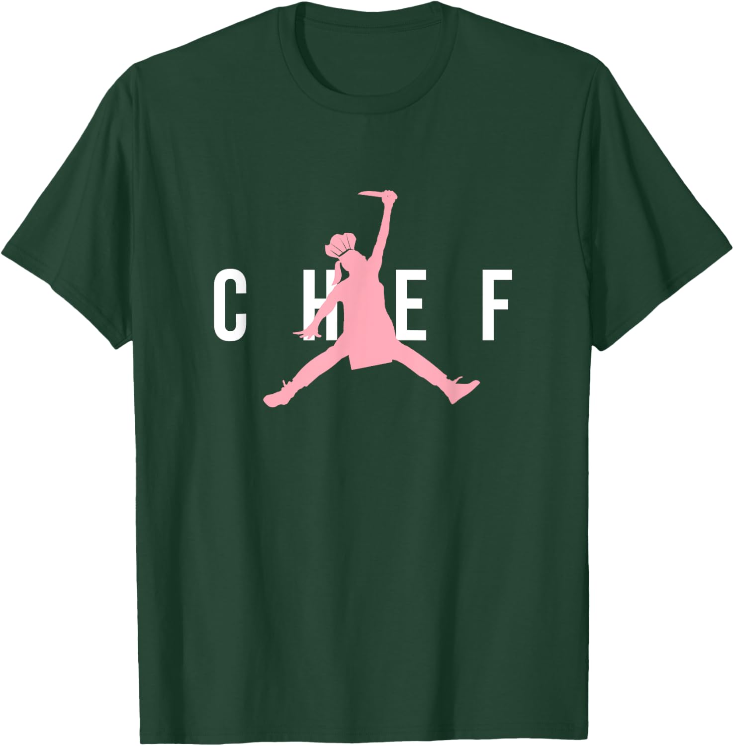 Funny Restaurant Chef - Jumping Chef Knife Woman Pink Logo T-Shirt - T-Shirt | Forest