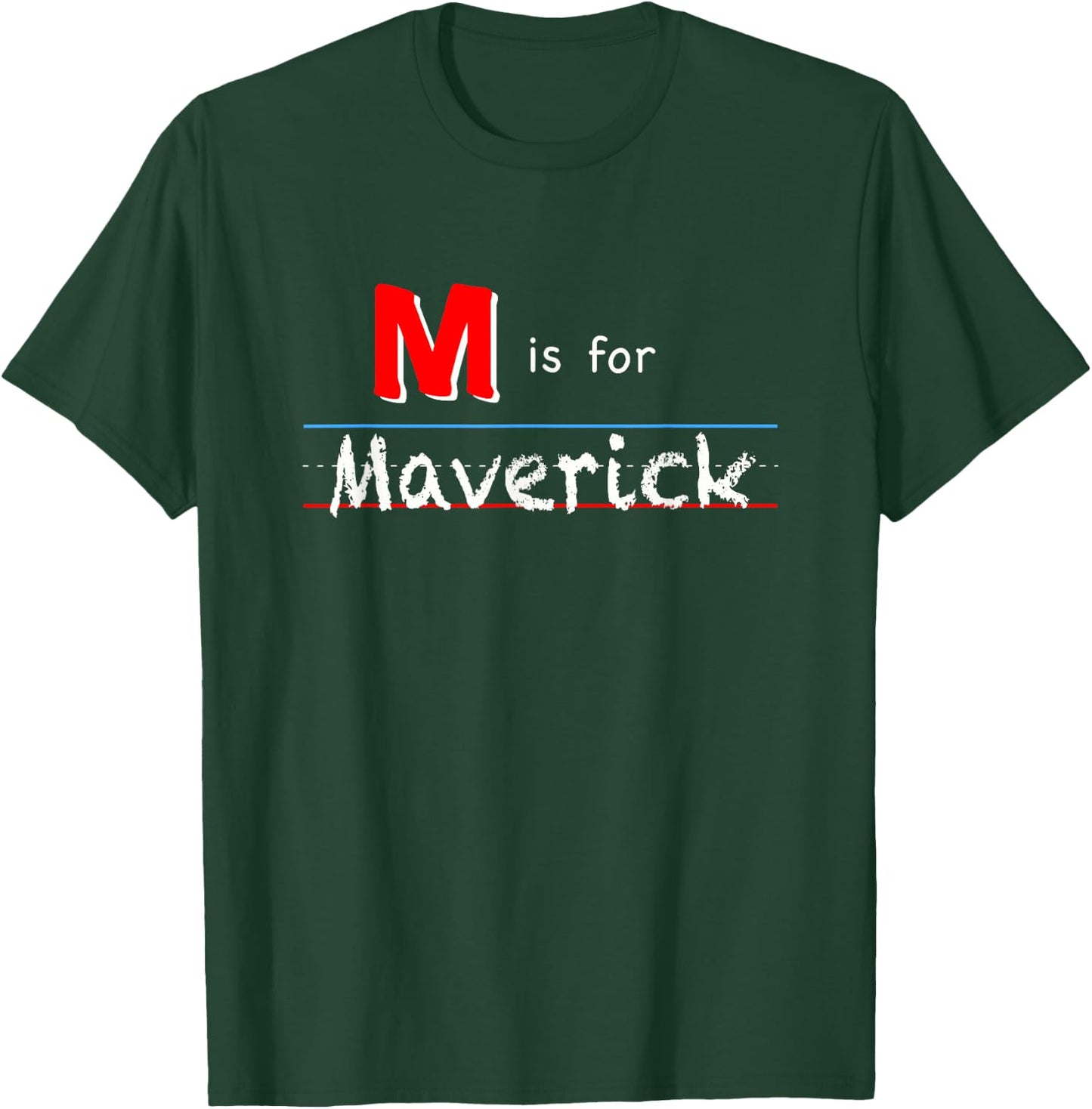 M Is For Maverick, boys custom personalized name kids school T-Shirt - T-Shirt | Forest