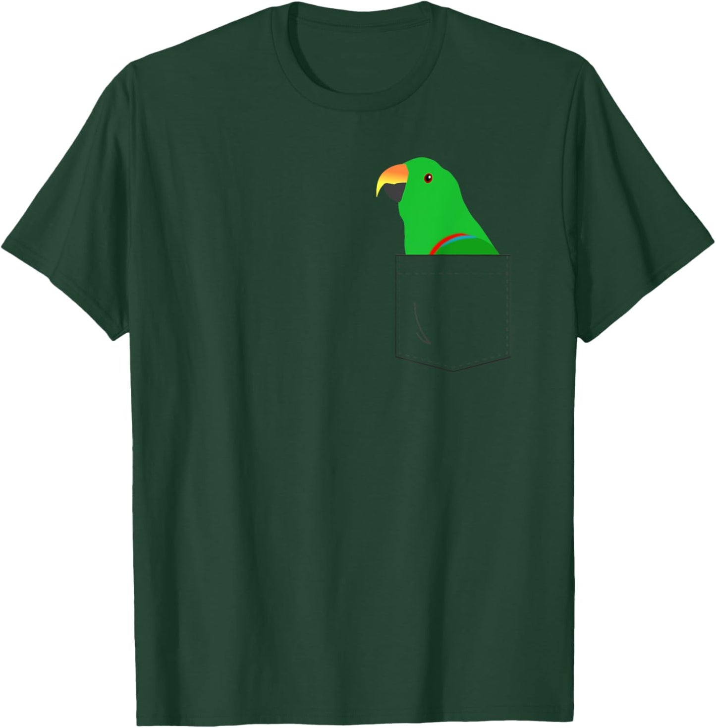 Eclectus Male Parrot, Fake Pocket T-Shirt - T-Shirt | Forest