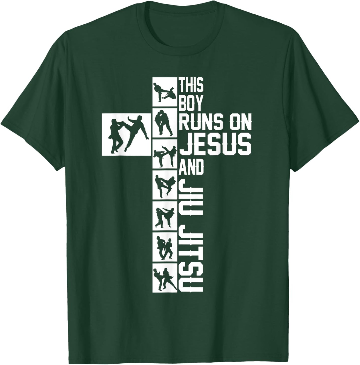 Christian Jiu Jitsu This Boy Runs on Jesus and Jiu Jitsu T-Shirt - T-Shirt | Forest