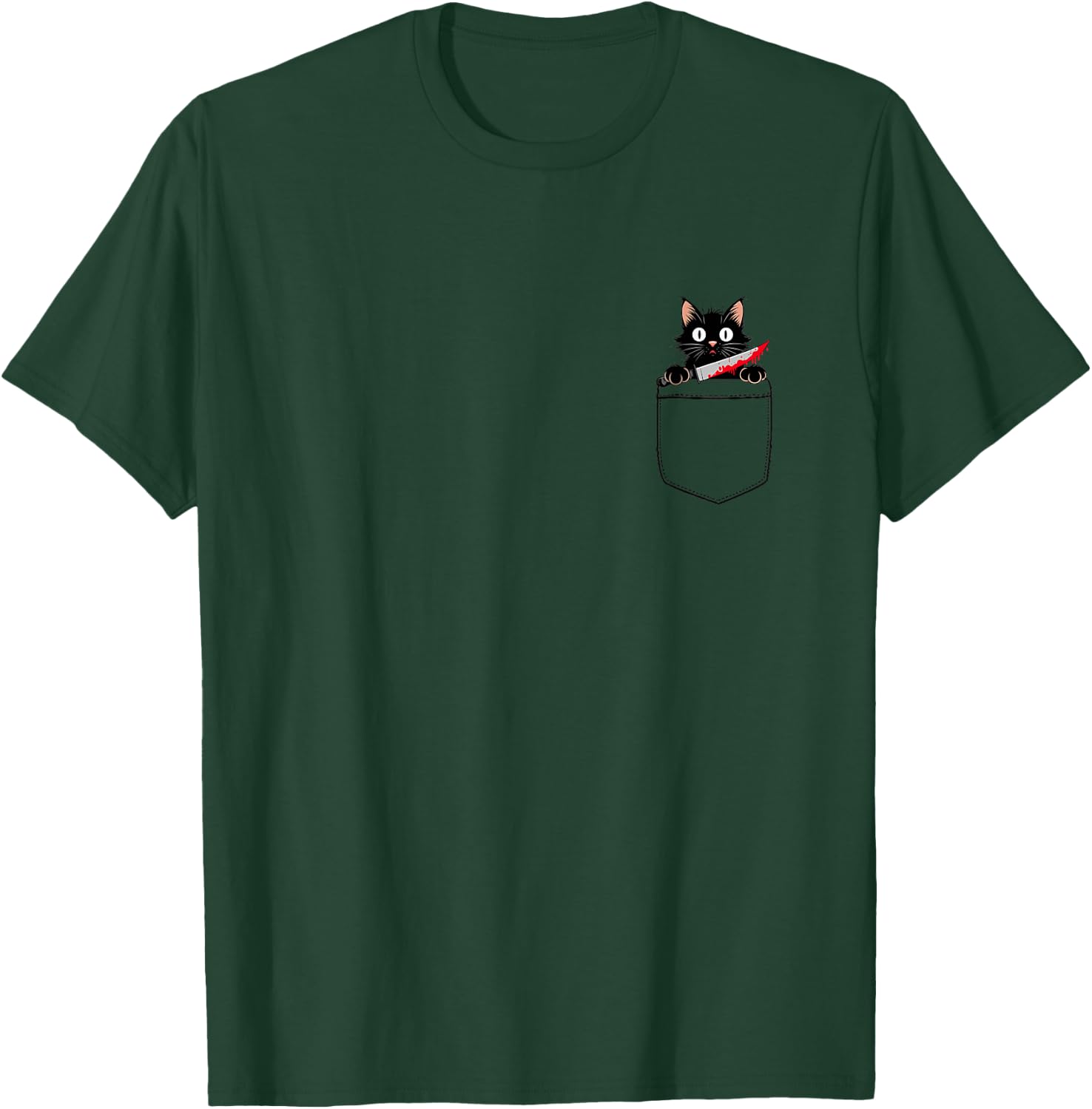 Funny Adult Humour Cat Pocket , Adult, Short Sleeve, Grey, Small T-Shirt - T-Shirt | Forest