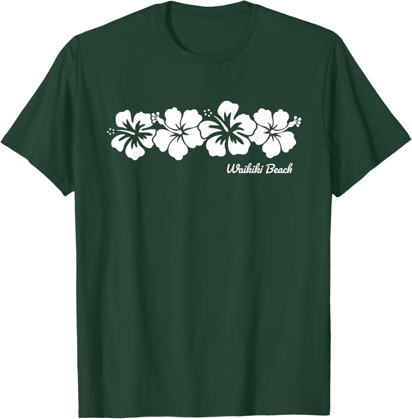 Waikiki Beach Hawaii Hibiscus Flower Souvenir T-Shirt - T-Shirt | Forest