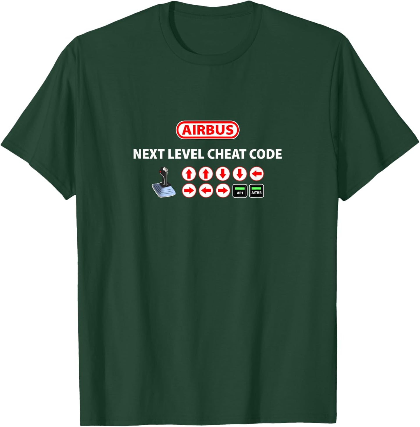 Airbus Cheat Code Funny Pilot Aviation T-Shirt - T-Shirt | Forest