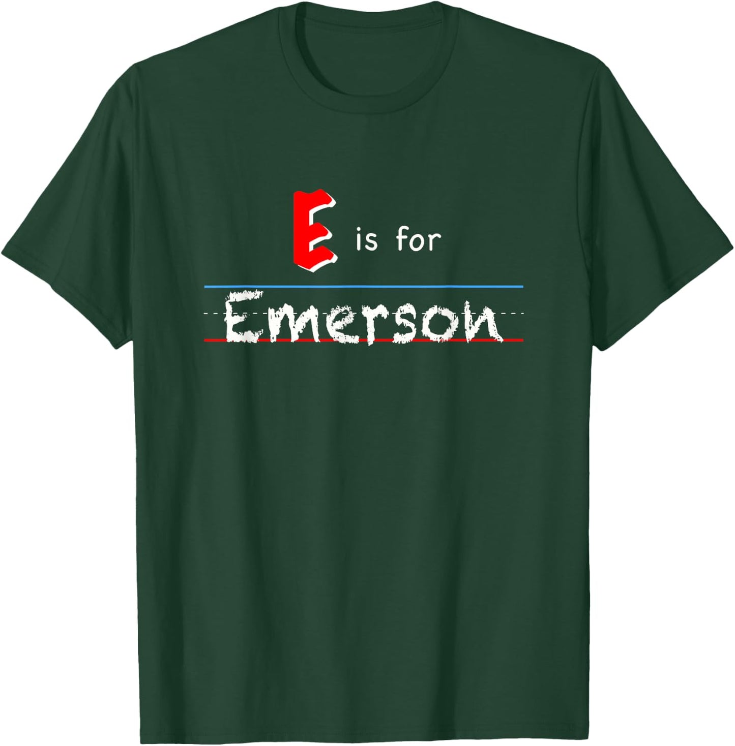 E Is For Emerson, girls custom personalized name kids school T-Shirt - T-Shirt | Forest