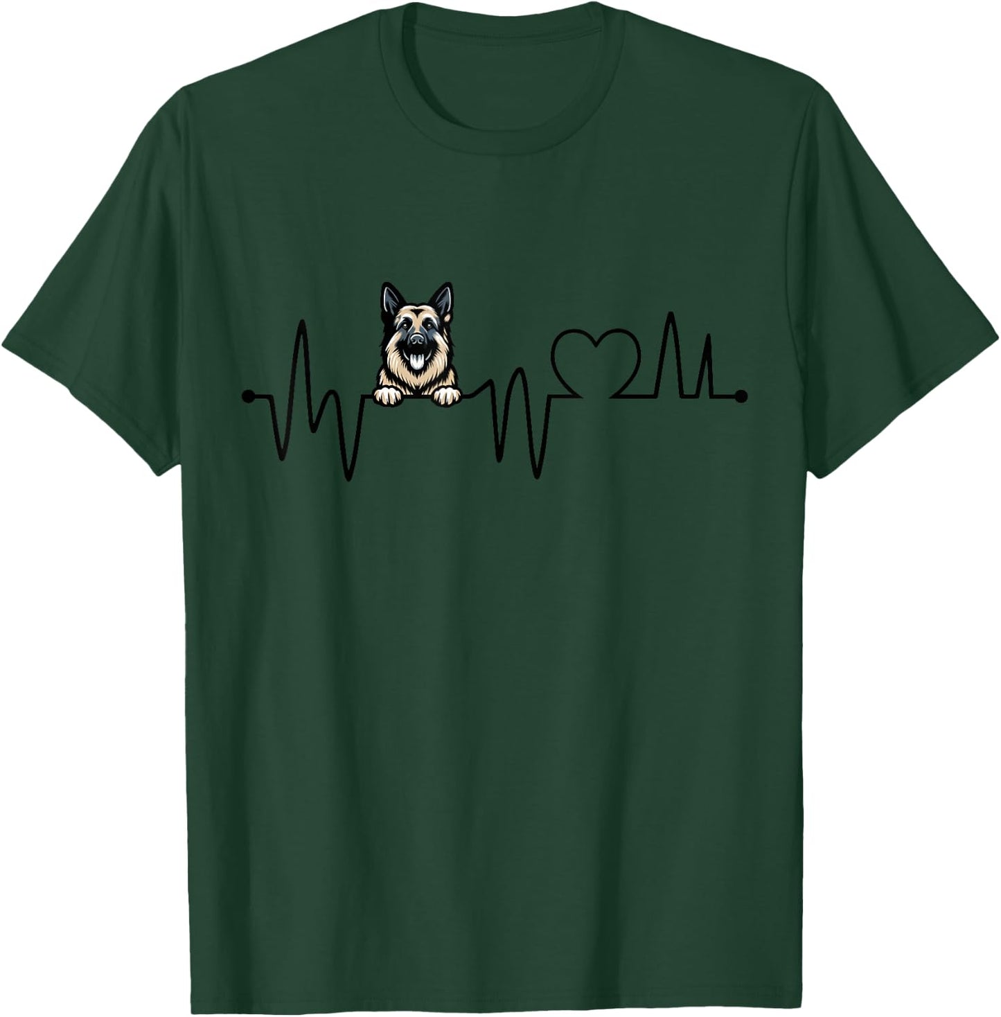 German Shepherd Heartbeat - Men Women Kids GSD Lover T-Shirt - T-Shirt | Forest