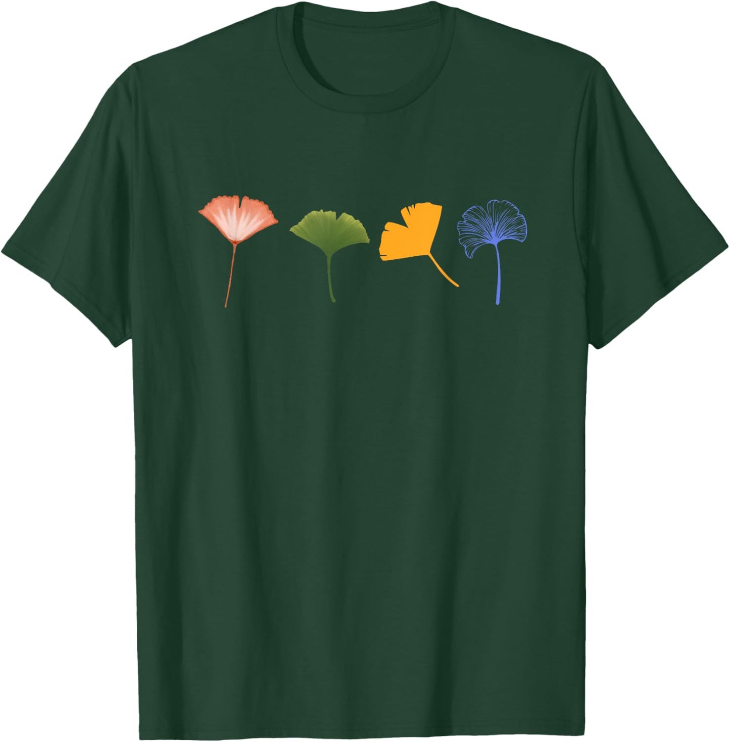 Ginkgo biloba leaves with a minimalist design T-Shirt - T-Shirt | Forest