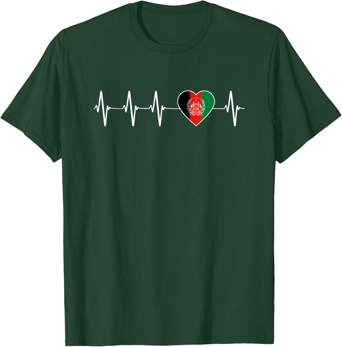 Afghani Heartbeat I Love Afghanistan Heart Flag Gift T-Shirt - T-Shirt | Forest