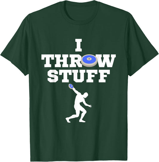 I Throw Stuff Blue Discus Athlete Throwing Stuff T-Shirt - T-Shirt | Forest