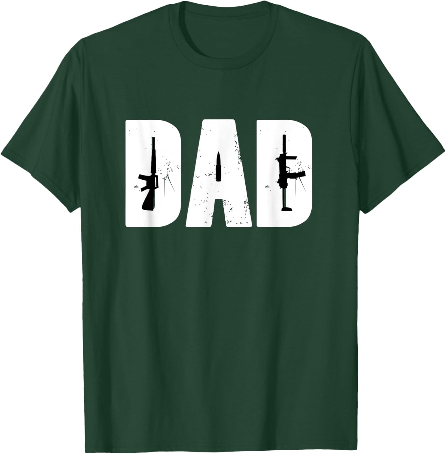Funny Dad Gun Lover Gun Enthusiast Firearms Distressed T-Shirt - T-Shirt | Forest