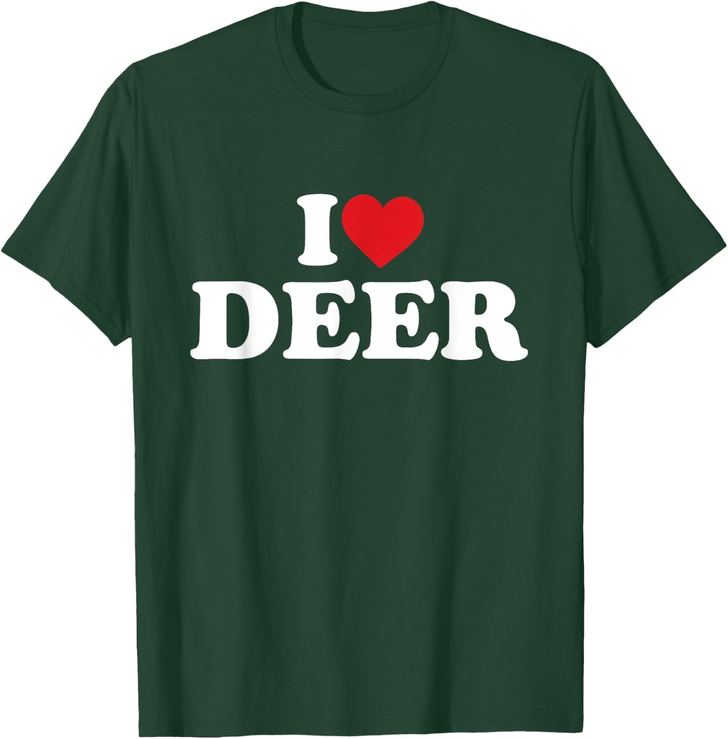 I Love Deer Funny Red Heart Love T-Shirt - T-Shirt | Forest