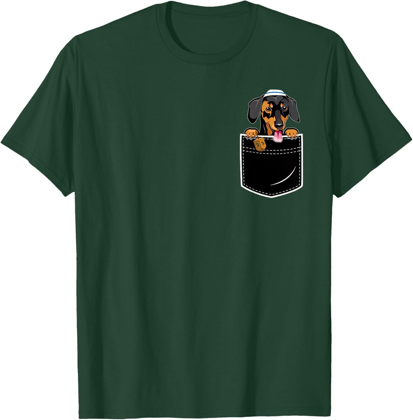 Wiener Hanukkah Pajamas Chanukah Doxie Pocket Dachshund Dog Men Women Kids T-Shirt - T-Shirt | Forest