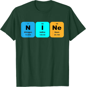 Fun 9th Birthday Nine Periodic Table Chemistry 9 Year Old T-Shirt - T-Shirt | Forest