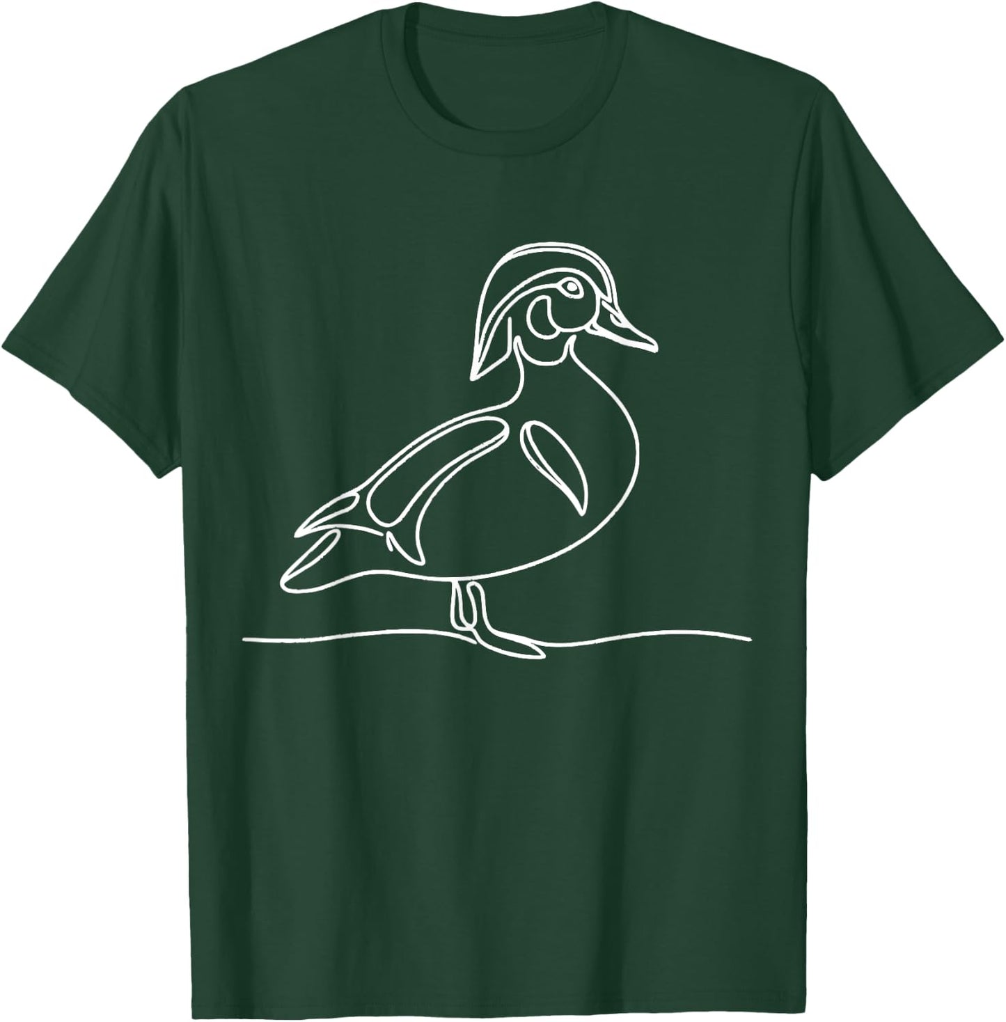 Line Art Bird & Ornithologist Wood Duck T-Shirt - T-Shirt | Forest