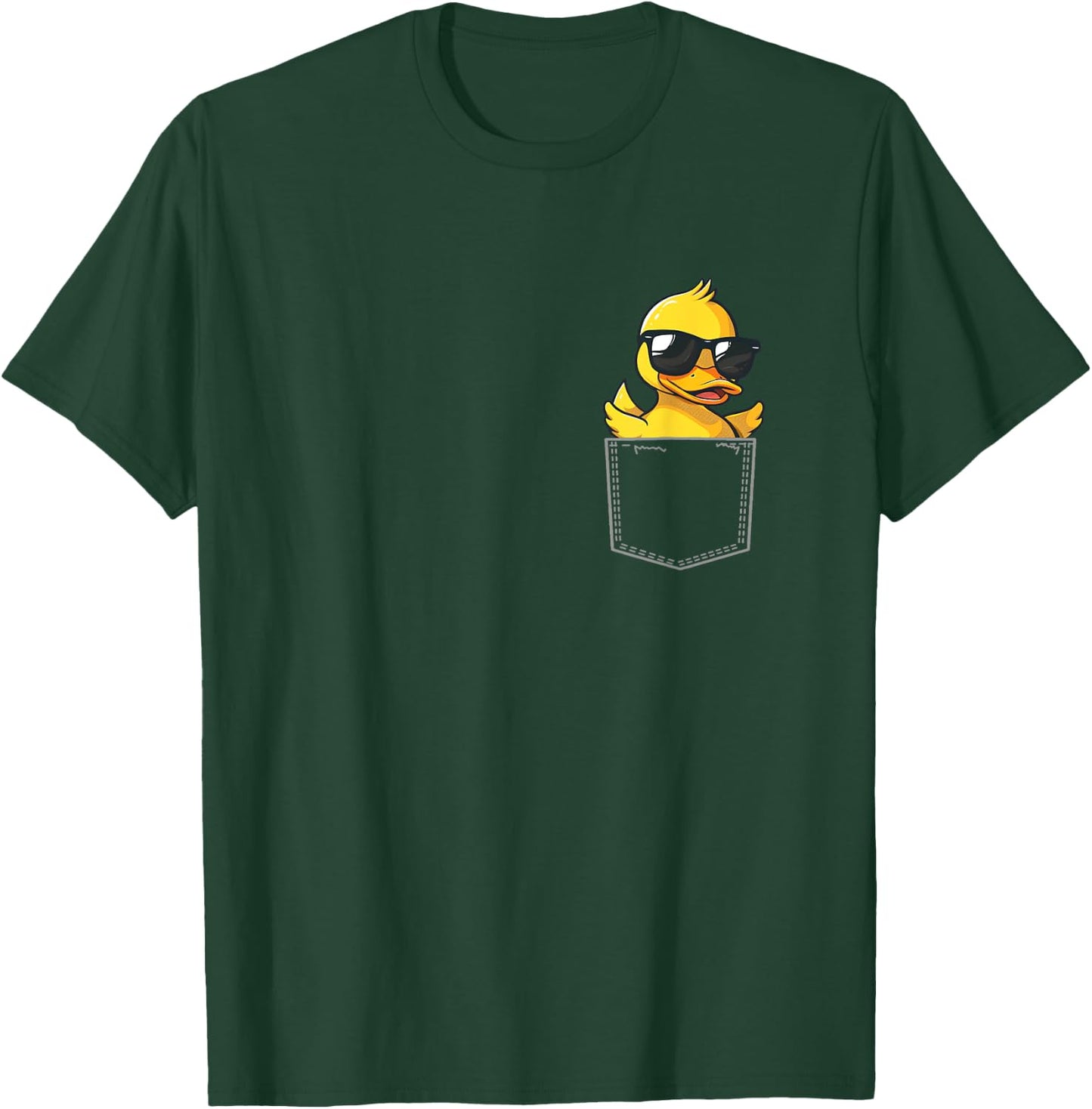 Duck Wearing Glasses Vintage Ducks Cute Animals In Pocket T-Shirt - T-Shirt | Forest