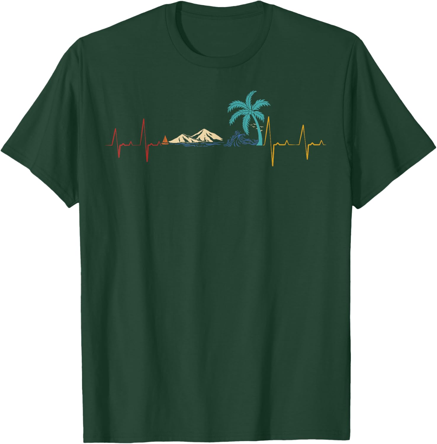 Life Is Really Good Beach Heartbeat Summer Beach Vacation Men Women Kids T-Shirt - T-Shirt | Forest