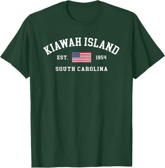 Kiawah Island South Carolina US Flag Souvenir Boys Girls T-Shirt - T-Shirt | Forest