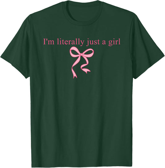 I'm Literally Just A Girl Sad Hamster Meme With Pink Ribbon T-Shirt - T-Shirt | Forest