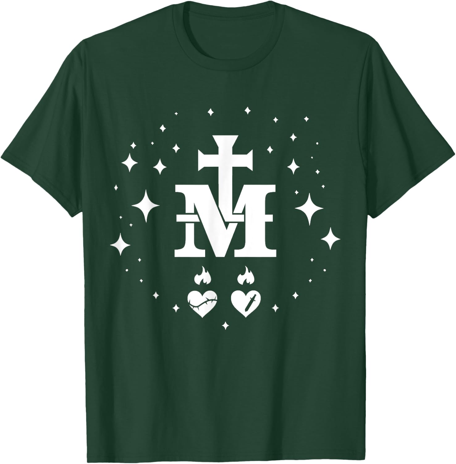 Miraculous Medal - Catholic Virgin Mary Holy Heart T-Shirt - T-Shirt | Forest