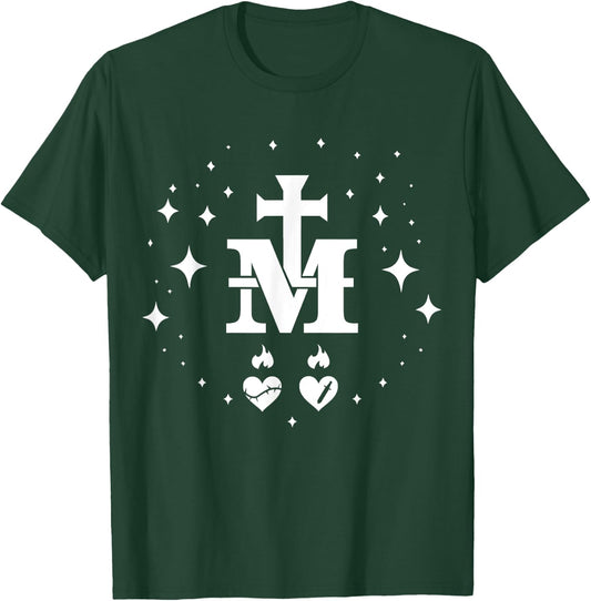 Miraculous Medal - Catholic Virgin Mary Holy Heart T-Shirt - T-Shirt | Forest
